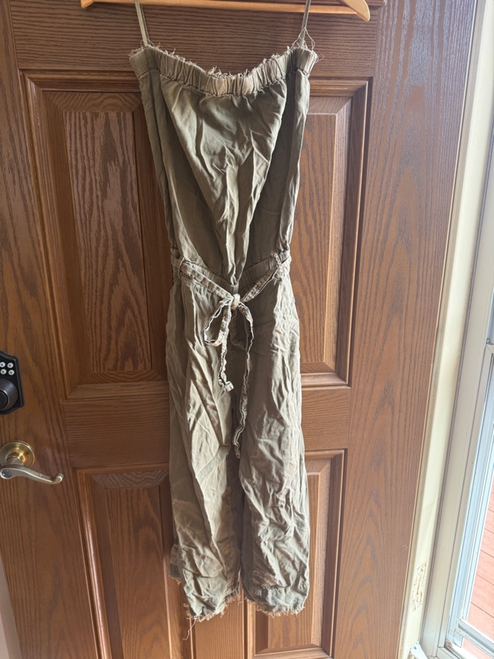 cloth & stone Olive Spaghetti-Strap Tie-Waist Jumpsuit